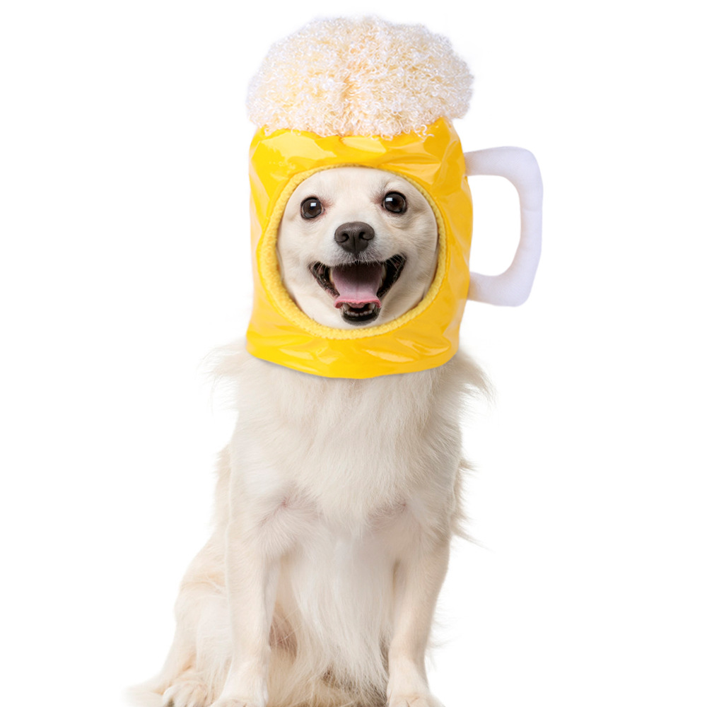 Wholesales Stocked Customized Pet Unique Cute Shaped Beer Hat Decor Teddy Dress Up Headdress Cat Hat Beer pet supplies