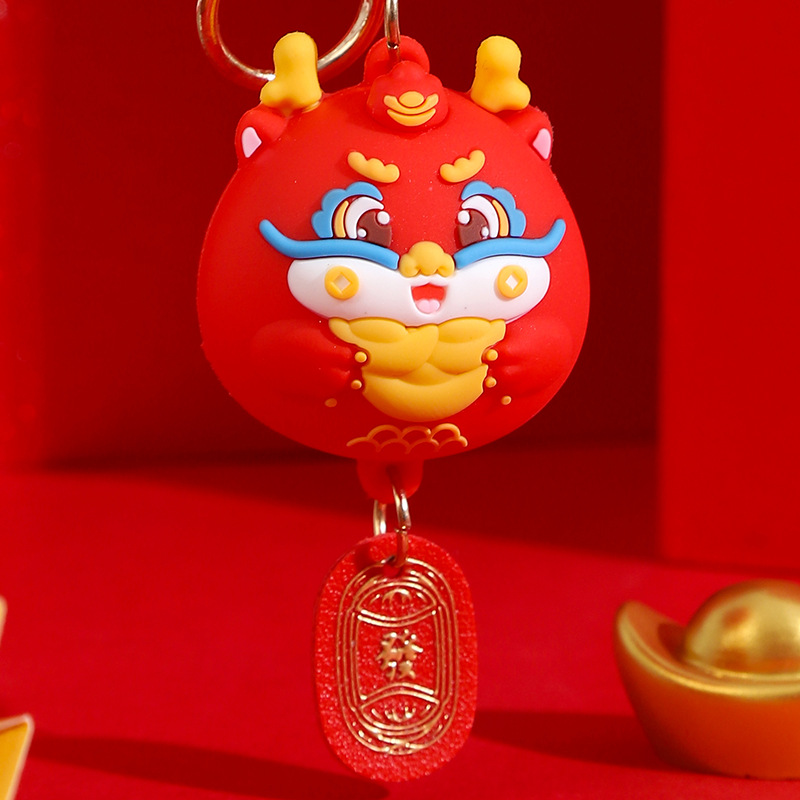 2024 Dragon Year Keychain Cute Epoxy Dragon Doll Pendant Animal Year Fortune Company Tourist Souvenir