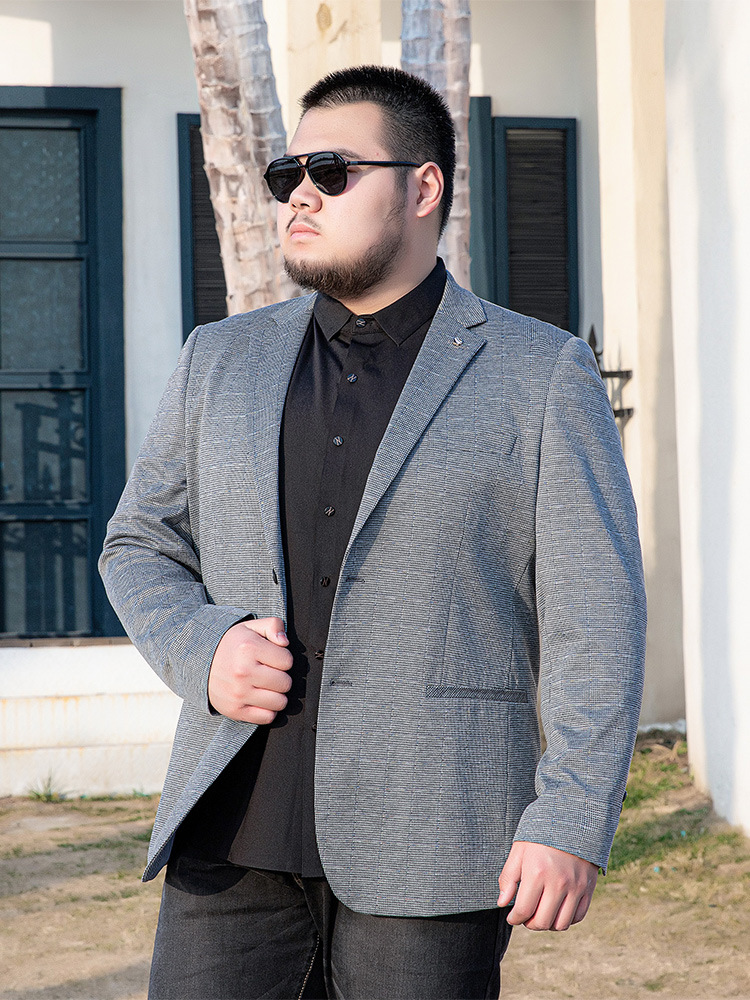 商务胖子男西装外套春夏薄款肥佬加大加肥宽松胖人休闲西服单西