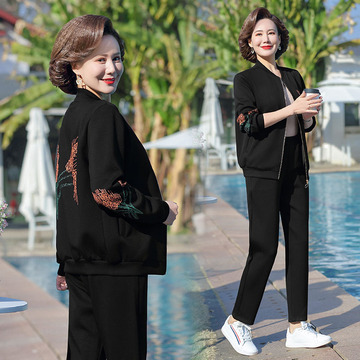 中老年女装休闲运动服套装女春秋中年人妈妈装洋气40岁50秋装外套