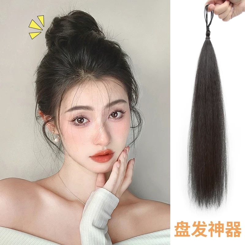 自绕发束丸子头假发一体式花苞头发髻发包蓬松自然增发量盘发神器