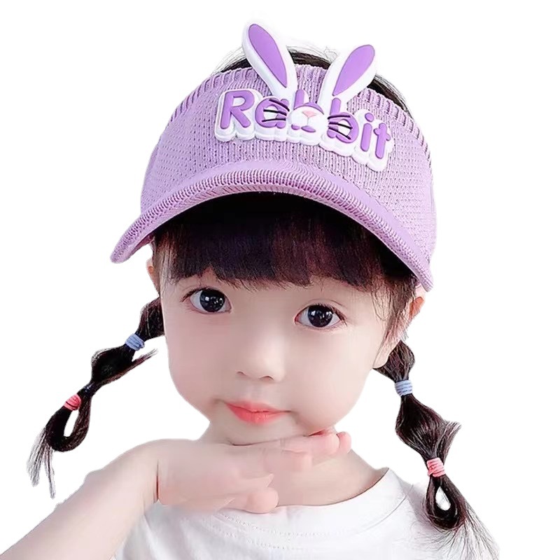 New Children's Hat Cute Rabbit Knitted Topless Hat Summer Sun Protection Hat Baby Sunhat Sports Anti-Drop Hat