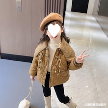 女童棉服秋冬外套女宝宝洋派冬装棉衣小童加绒加厚儿童套装棉袄冬