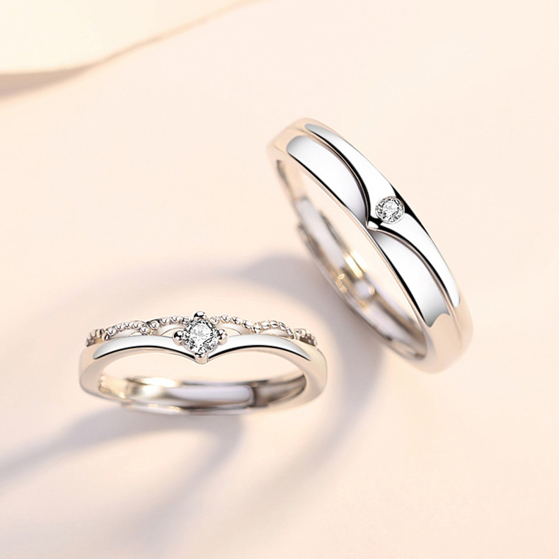 s925银公主与王子情侣戒指女男一对 网红潮嘻哈天作之合对戒指环