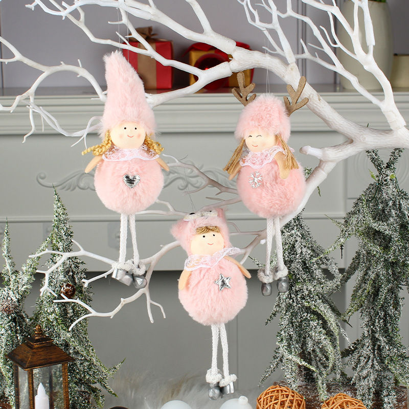 hong kong love new long leg doll christmas tree pendant cute plush angel doll holiday window desktop decoration