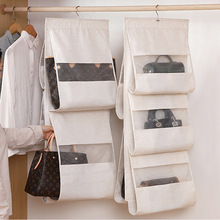包包收纳挂袋布艺双面多层透明防尘袋悬挂式家用衣柜放包的置物架