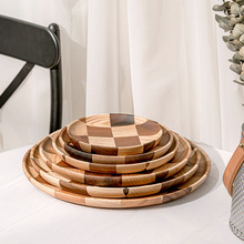 胡桃木托盘木质圆盘分餐盘ins风日式木碟子水果碟餐桌上的仪式感