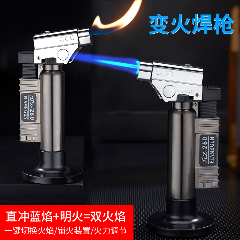 New Large Fire Flame Gun Lighter Metal Welding Gun High Temperature Ignition Double Fire Switching Outdoor Torch Lighter