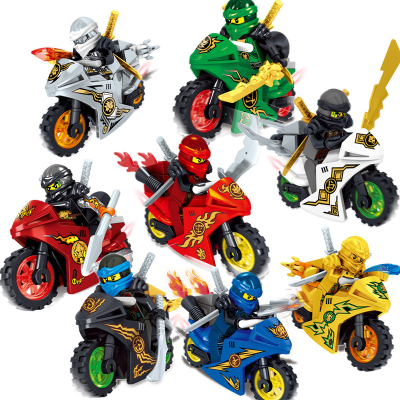 Compatible with Lego Phantom Small Particle Ninja Building Blocks Cool Motorcycle Weapon Assembling Minifigures Boy Toy 