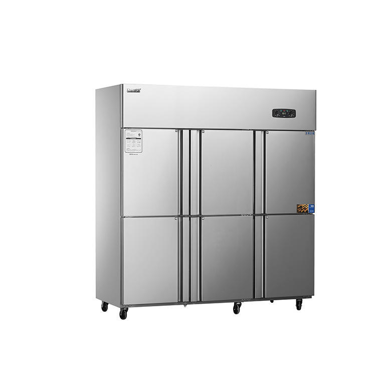雪村四门冰箱 冷藏冷冻双温保鲜冰柜 厨房连锁店立式铜管6门冰箱