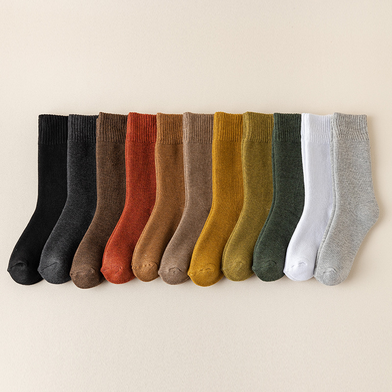 Socks[Customized] Autumn and Winter New Terry-Loop Hosiery Women's Ins Korean Fashion Casual Cotton Socks Tube Socks Winter Socks