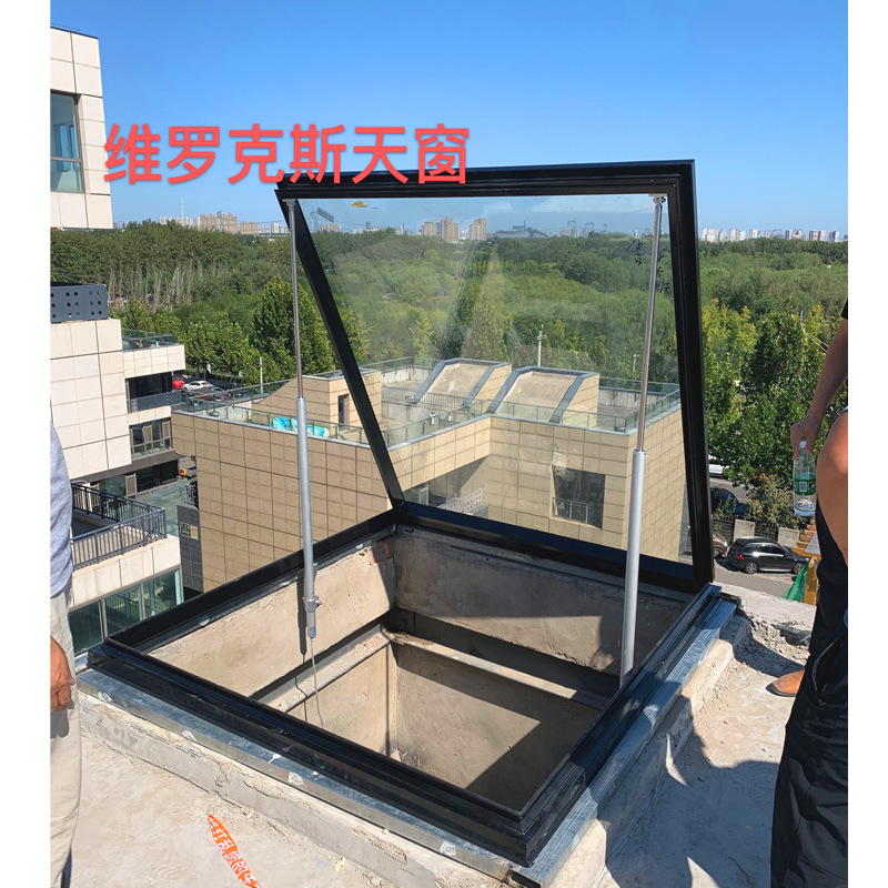 电动屋顶排烟通风散热遥控天窗铝合金天窗斜屋顶阳光房防水天窗家