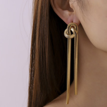 跨境新品创意蛇骨链打结耳环街拍个性镀金铜链流苏耳坠时尚耳饰女