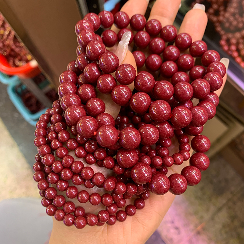 紫金砂朱砂手串民族风辰砂本命年饰品虾皮跨境货源高含量朱砂手链