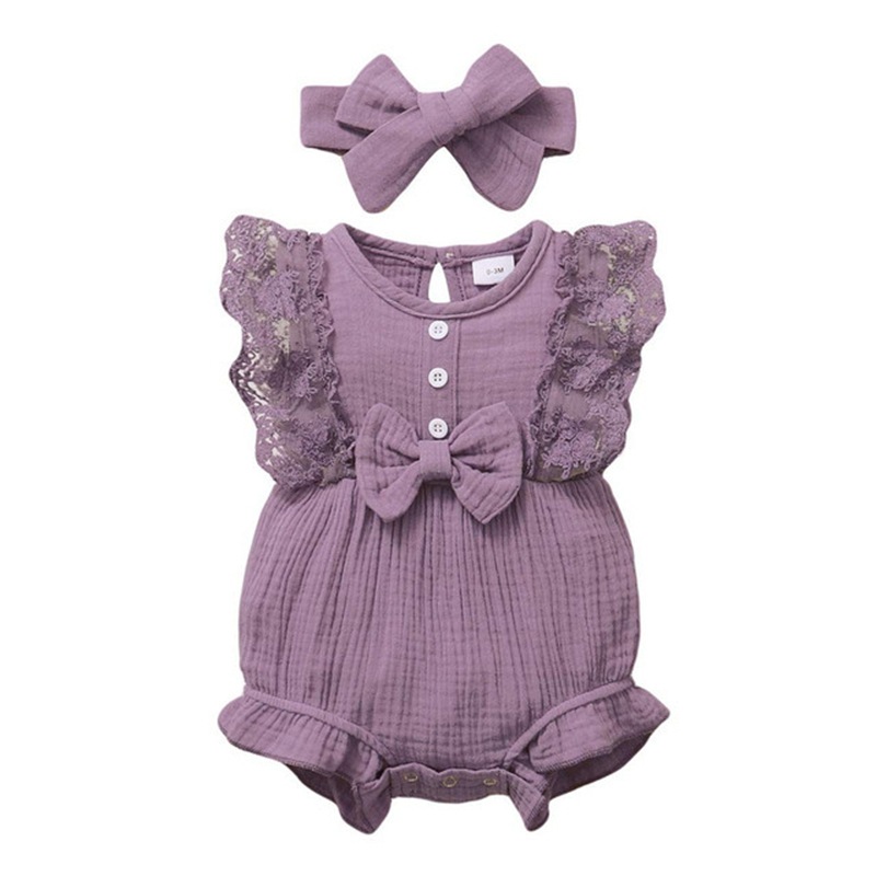 Ins European and American Foreign Trade Baby Girl Baby Candy Color Lace Bag Fart Romper Princess Dress Jumpsuit Hair Band Baby Clothes