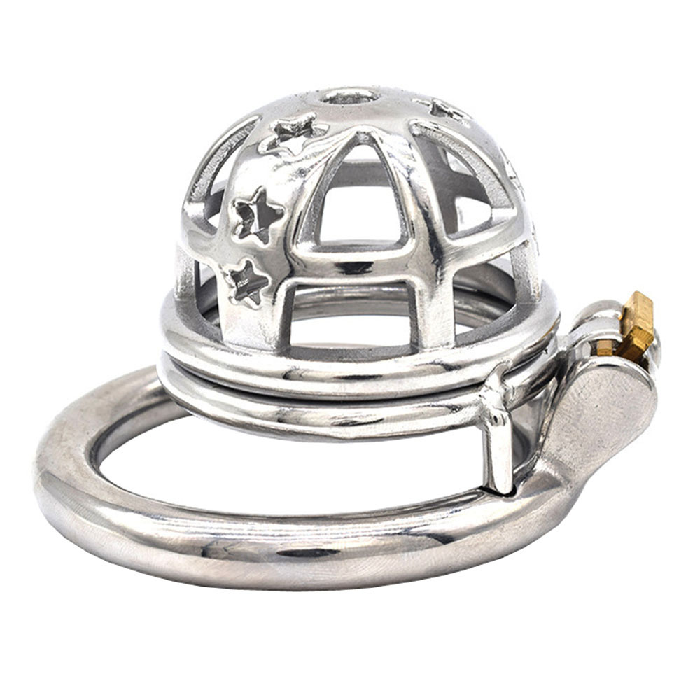 2021跨境新品男用短款贞操锁金属cb锁阴茎笼子jj锁贞洁器情趣玩具