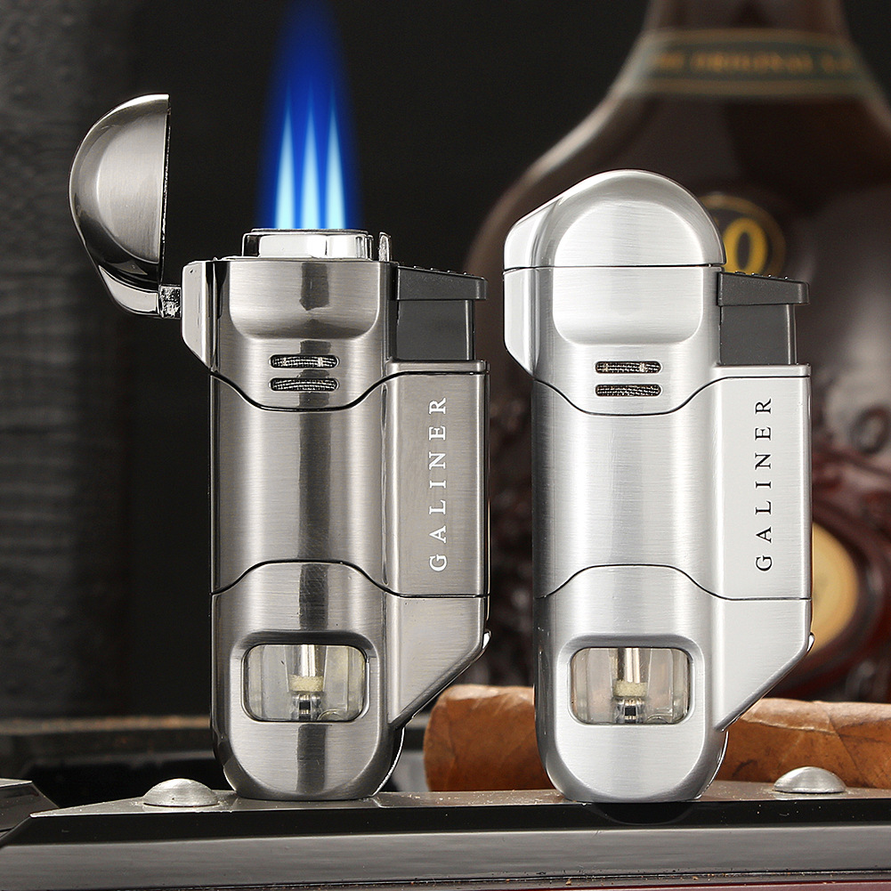 创意充气雪茄打火机便携式防风打火机多功能气体雪茄枪金属火机