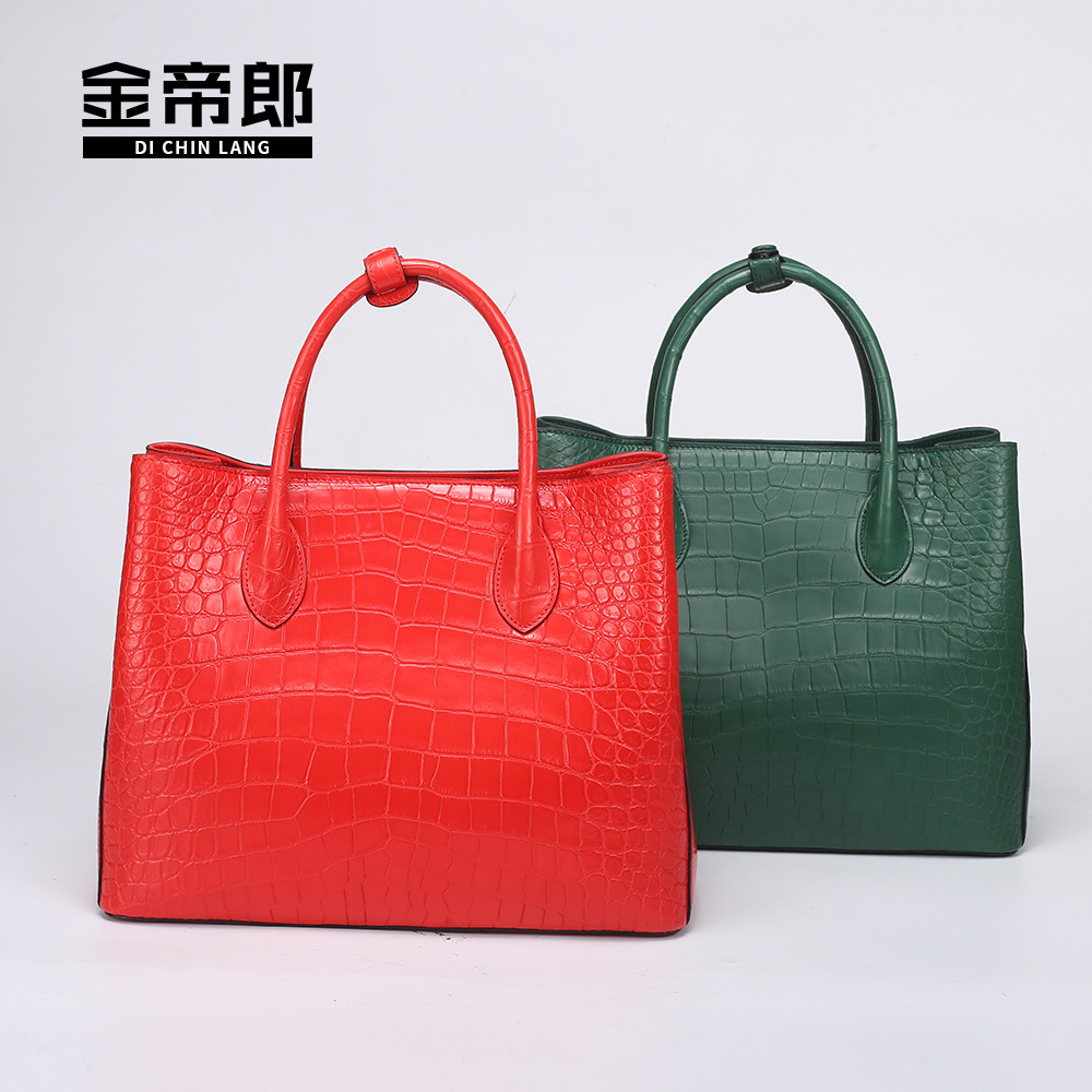 暹罗鳄鱼皮肚皮女包真皮包包时尚潮流女士手提包大容量花园包批发