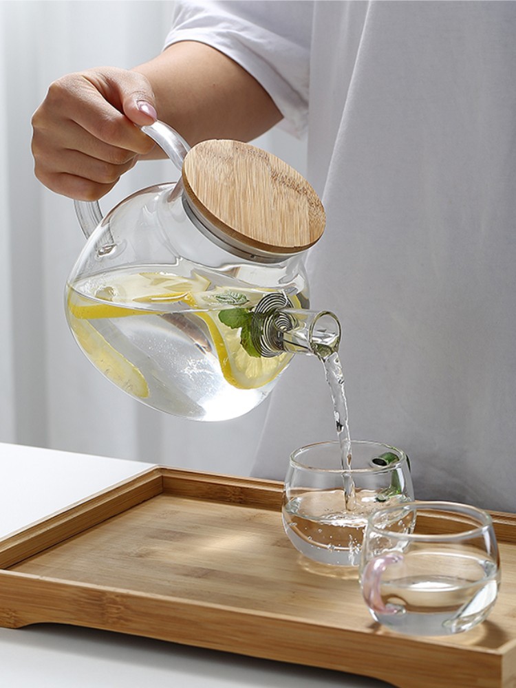 zn0w批发加厚带把玻璃小茶杯彩色6只装150ml迷你小巧功夫茶具套装