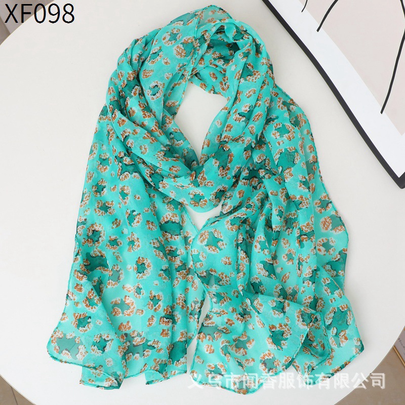 2023 Autumn and Winter New Chiffon Scarf for Middle-Aged and Elderly People Western Style Printed Scarf for Moms Young Fashion Scarf for Women