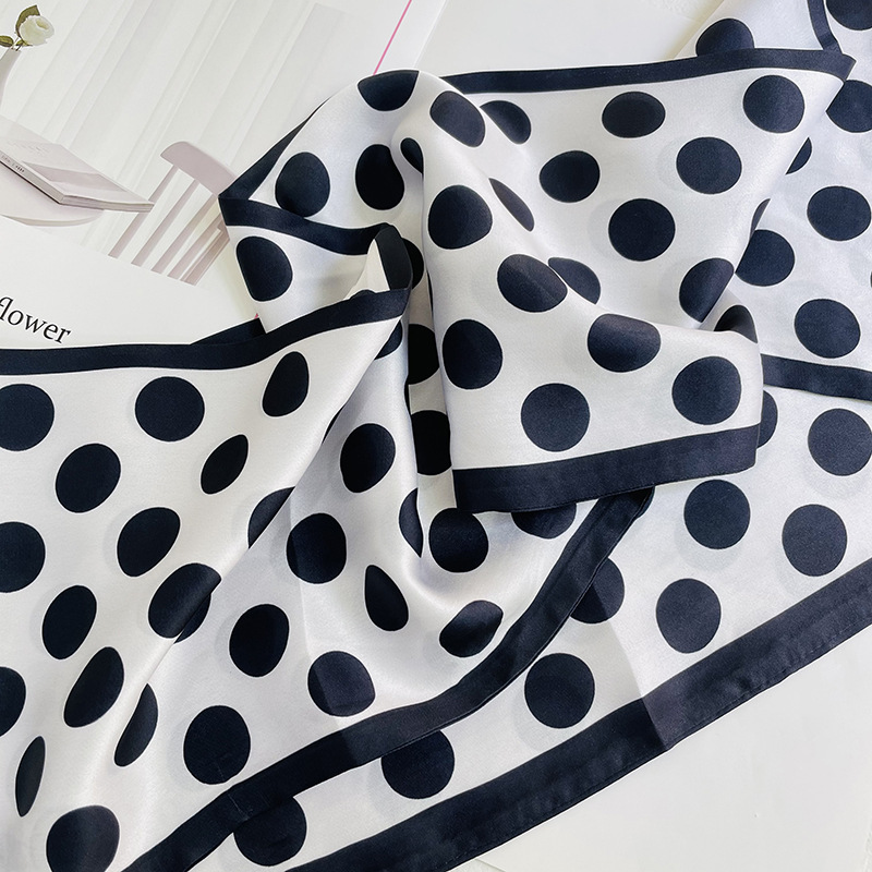 2021 New Ribbon 17*150 Long Silk Scarf Women's Polka Dot Artificial Silk Neck Lace-up Waist Arm Bag Scarf Ribbon