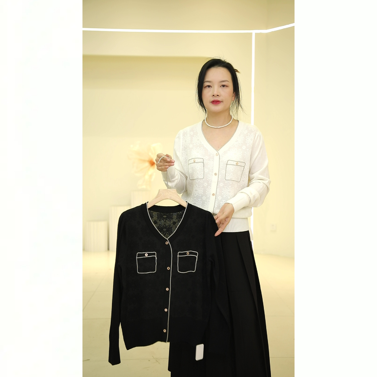g1377-ep10659春季女装小香款羊毛欧根纱上衣针织衫130斤-阿里巴巴