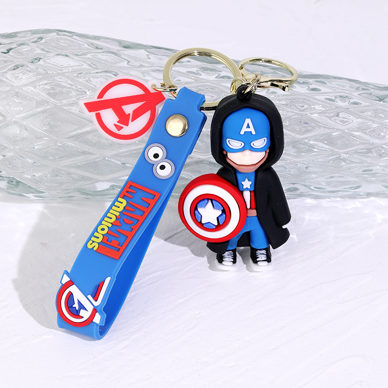 Cartoon Avengers Silicone Doll Keychain Pendant Spider-Man Key Chain Bag Car Pendant Gift