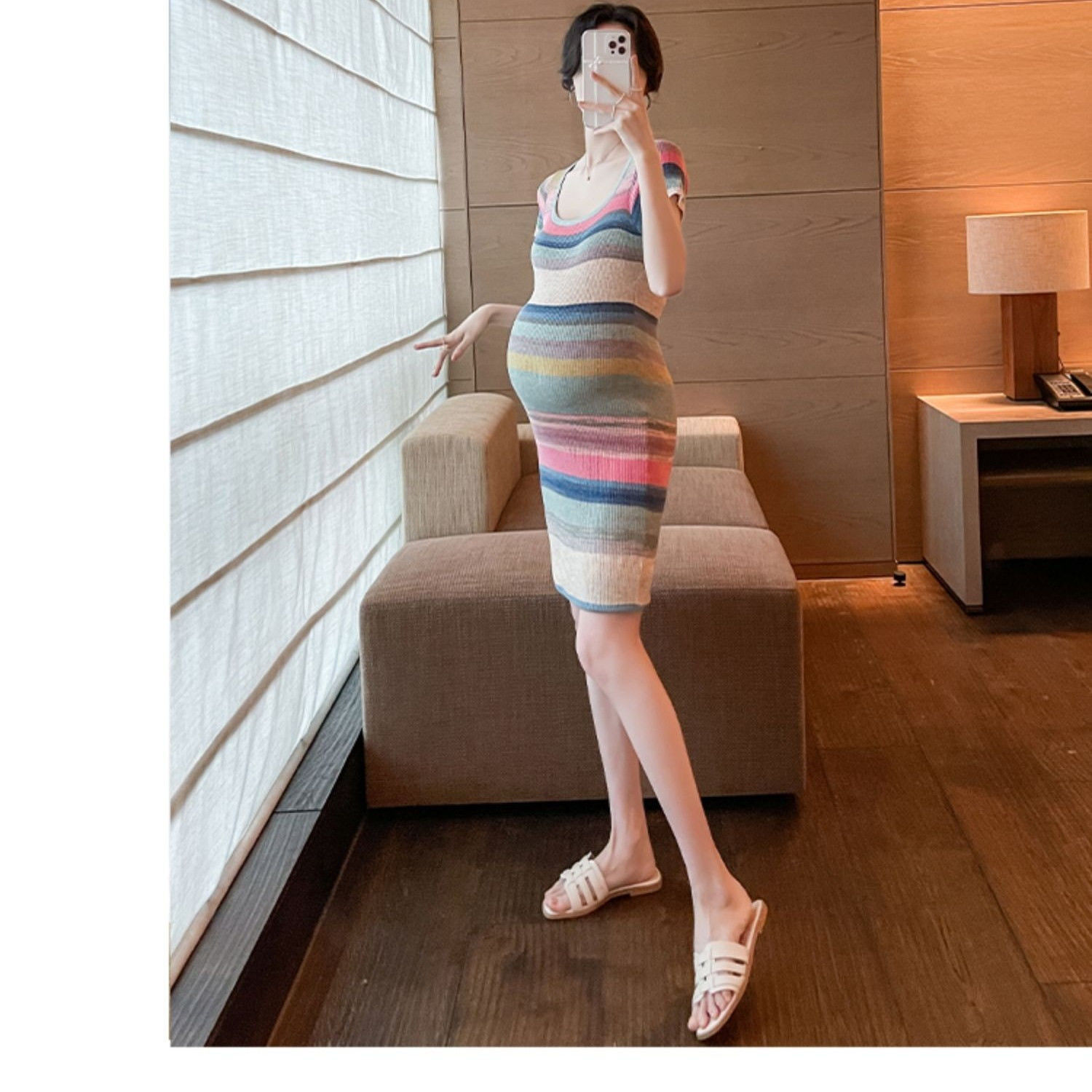 孕妇装显肚子孕妇连衣裙衣裙薄款弹力新款时尚套装气质辣妈裙子女