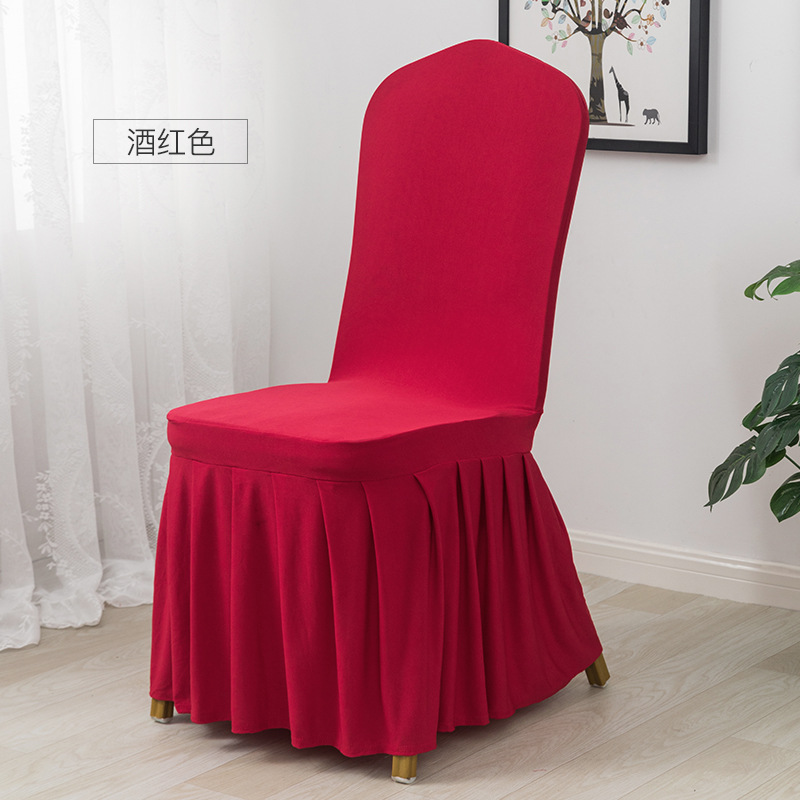 Pleated One-Piece Elastic Chair Cover Hotel Chair Cover Banquet Chair Cover Household Restaurant Seat Cover Cover Factory Wholesale