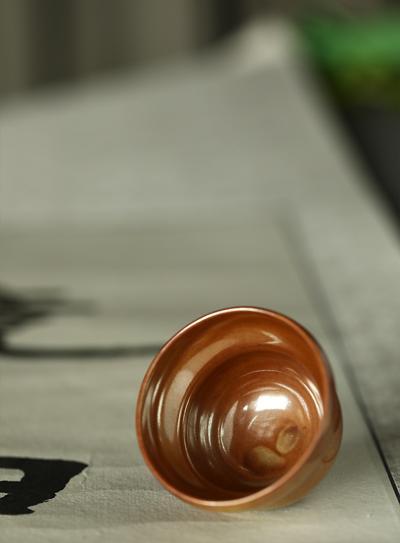 景德镇柴烧色主人杯葫芦杯景德镇色釉窑变纯中式纯手工单人杯60cc