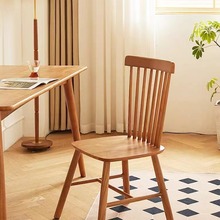 北欧咖啡厅餐厅简约型家用温莎椅现代小户型阳台书房靠背实木餐椅