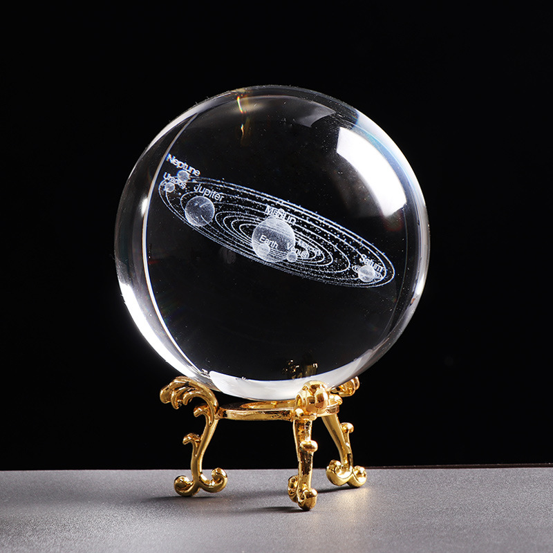 水晶内雕爆款太阳系宇宙星体系列水晶球礼品摆件居家装饰品摄影球