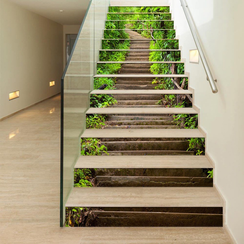 楼梯装饰创意家居贴走廊台阶3d立体画贴纸可定作自粘防水贴纸跨境