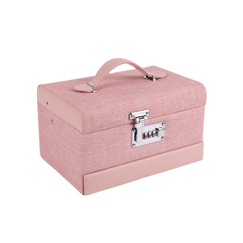 Korean-Style Portable Jewelry Storage Box Earrings Necklace Cable Tie Lock Large Capacity Multi-Layer Jewelry Box