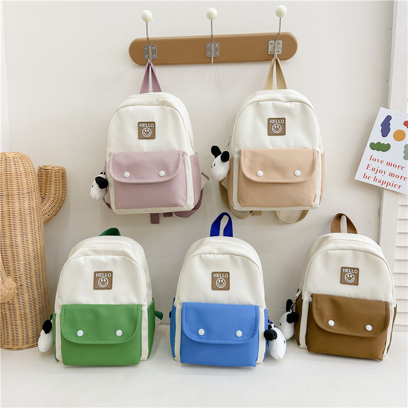 2023 Summer New Children's Bags Fashion Oxford Cloth Contrast Color Backpack Kindergarten Baby School Season Schoolbag