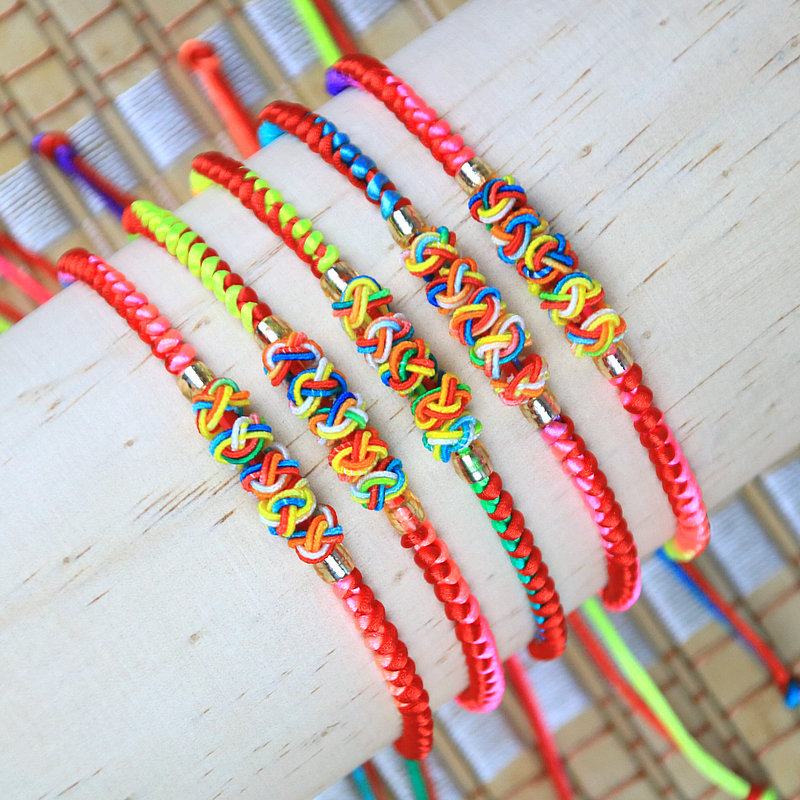 端午节彩色菠萝球五彩绳手绳手工编织五彩菠萝扣红绳金刚结手链