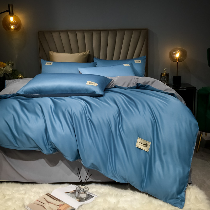 2023 Upgraded New Washed Tencel Four-Piece Set Cool Silk Bed Sheet Quilt Cover Bedding Set Can Be Sent on Behalf