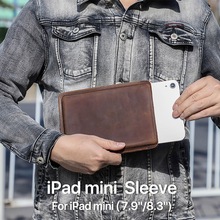 适用iPad mini6保护套牛皮质7.9/ 8.3英寸Mini平板电脑复古内胆包