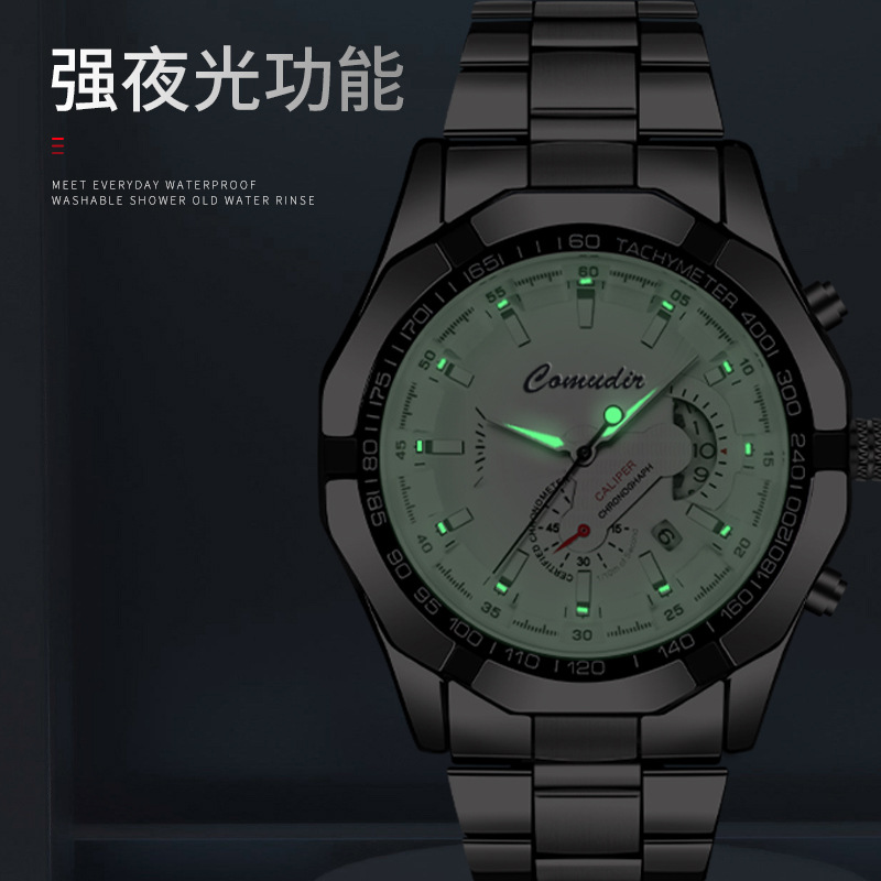 One Piece Dropshipping Automatic Movement Watch Men's Calendar Waterproof Luminous Non-Mechanical Watch Large Dial Cross-Border New Arrival