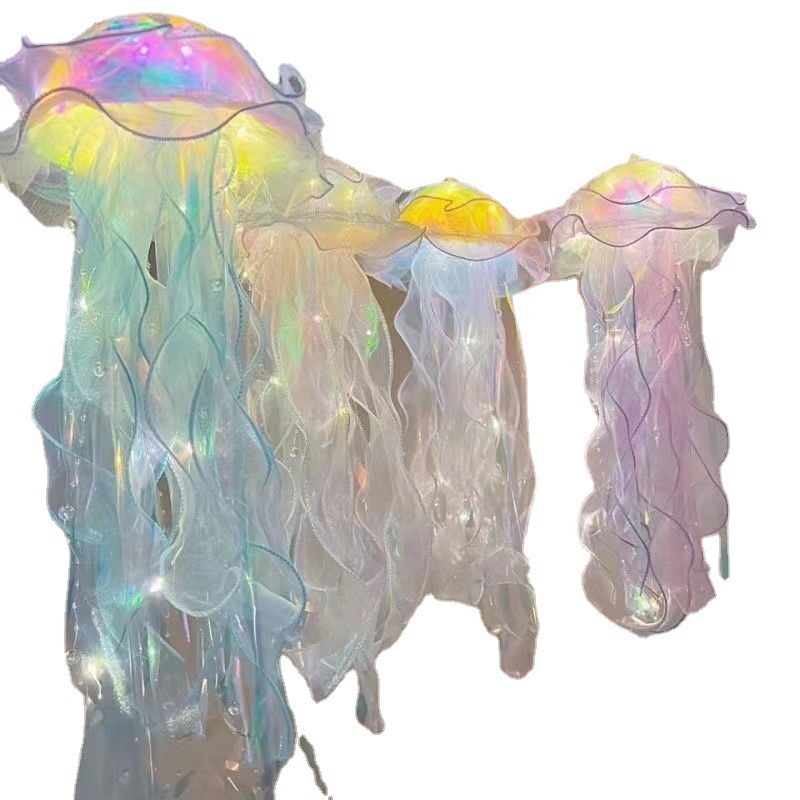 New Internet Celebrity Luminous Jellyfish Lamp Xiaohongshu Same Style Night Market Push Portable Lantern Stall Ornaments Wholesale Factory