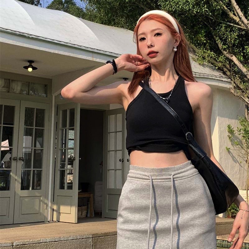 Skirt a-Line Bathroom Skirt Women's High Waist Casual Drawstring Culottes 2023 Spring and Summer New Slimming Sports Short Skirt