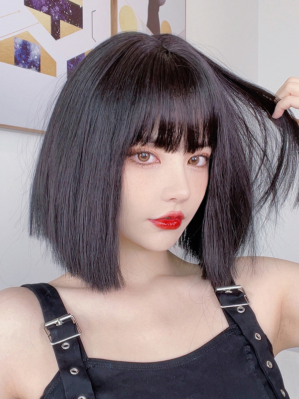 假发女短发网红漫画刘海自然头套时尚圆脸假发套波波头齐肩直发