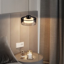 意式极简卧室床头吊灯北欧现代简约设计师全铜玻璃餐厅吧台小吊灯