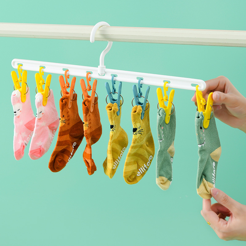 Multi-Clip Drying Socks Hanger Household Children Clothes Hanger Small Hanger Hanger One-Line Clothes Pin