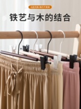 服装店裤架裙子架衣架防滑木质带夹家用实木西裤挂柜内木头裤夹子