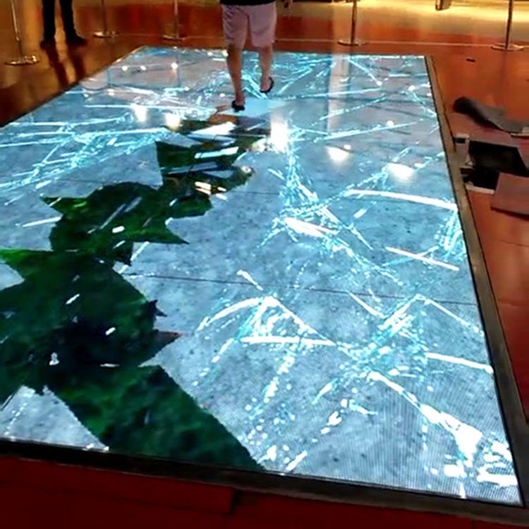 玻璃碎裂栈道led感应地砖屏 室内商场超市 长方形led地面显示屏幕