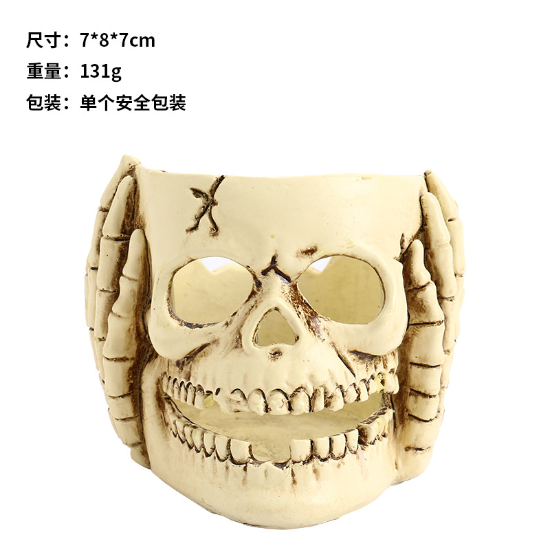 Cross-Border Halloween Decorations Horror Skull Resin Candlestick Crafts Ornaments Halloween Party Decoration