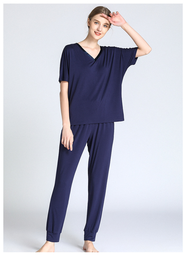 Spring and Summer Modal Pajamas Women's Long-Sleeved Trousers Two-Piece Thin Casual plus Size Homewear Plump Girls Outer Wear
