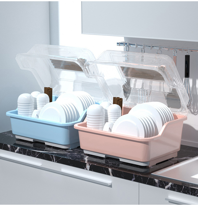 厨房沥水碗柜大容量带盖碗筷餐具碗碟架收纳盒塑料置物架放碗盘箱