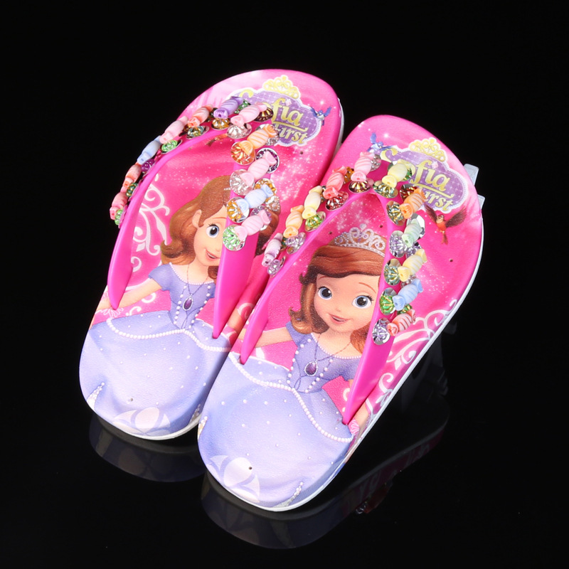女童拖鞋夏季外出可爱小公主苏菲亚时尚韩版儿童夹脚小童人字凉拖